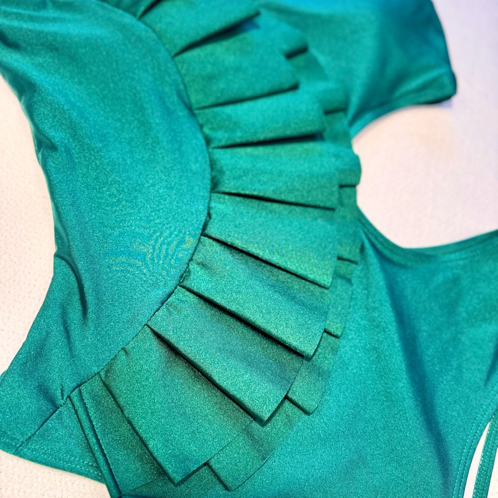 Green Ruffled Swimsuit - Picture 4 of 4